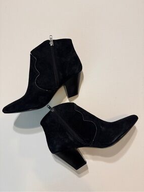Ash Hurrican Black Suede Ankle Cowboy Boots Size 10